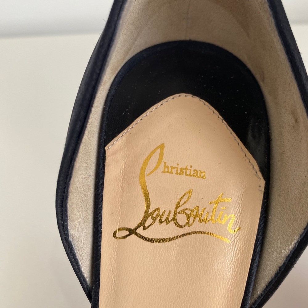 Christian Louboutin Black Satin Tres Ophrah 100 Stiletto Heels Pumps size 36 - Picture 8 of 17